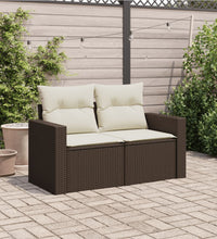 Gartensofa mit Kissen 2-Sitzer Braun Poly Rattan