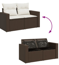 Gartensofa mit Kissen 2-Sitzer Braun Poly Rattan