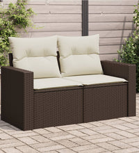 Gartensofa mit Kissen 2-Sitzer Braun Poly Rattan