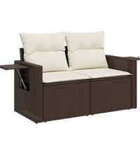 Gartensofa mit Kissen 2-Sitzer Braun Poly Rattan