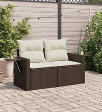 Gartensofa mit Kissen 2-Sitzer Braun Poly Rattan