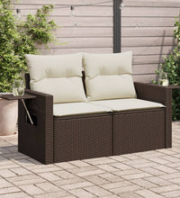 Gartensofa mit Kissen 2-Sitzer Braun Poly Rattan