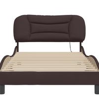 Bettgestell ohne Matratze Dunkelbraun 100x200 cm Stoff