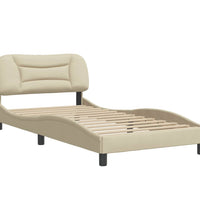 Bettgestell ohne Matratze Creme 100x200 cm Stoff