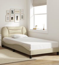 Bettgestell ohne Matratze Creme 100x200 cm Stoff