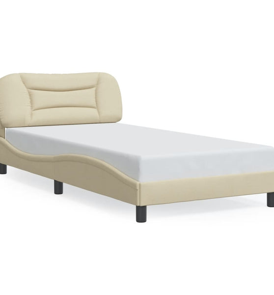 Bettgestell ohne Matratze Creme 100x200 cm Stoff