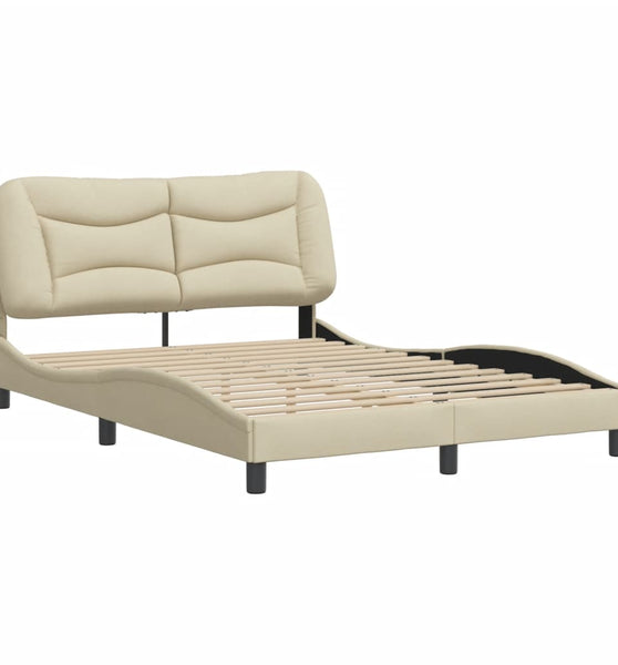 Bettgestell ohne Matratze Creme 120x200 cm Stoff