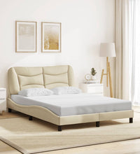 Bettgestell ohne Matratze Creme 120x200 cm Stoff