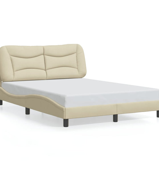 Bettgestell ohne Matratze Creme 120x200 cm Stoff