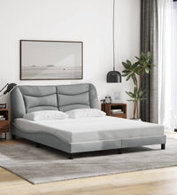 Bettgestell ohne Matratze Hellgrau 160x200 cm Stoff