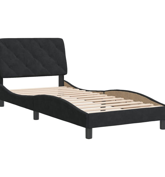 Bettgestell mit Kopfteil Schwarz 80x200 cm Samt