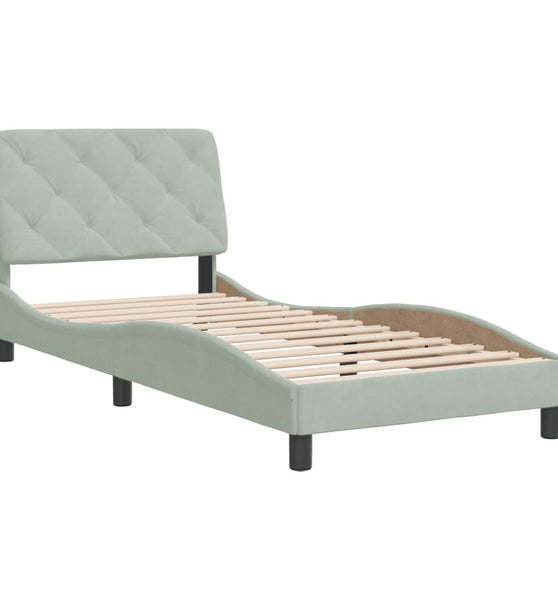 Bettgestell ohne Matratze Hellgrau 90x200 cm Samt