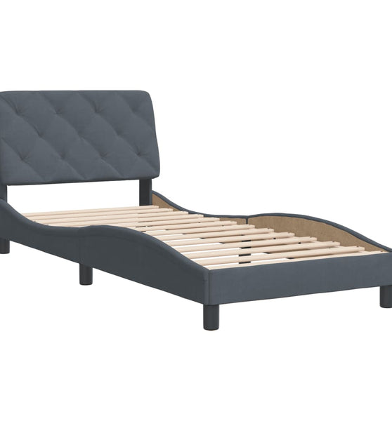 Bettgestell ohne Matratze Dunkelgrau 90x200 cm Samt
