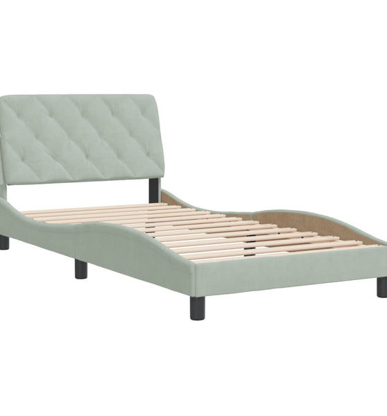 Bettgestell ohne Matratze Hellgrau 100x200 cm Samt