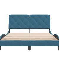 Bettgestell mit Kopfteil Blau 120x200 cm Samt