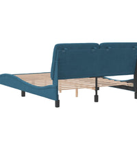 Bettgestell mit Kopfteil Blau 140x200 cm Samt