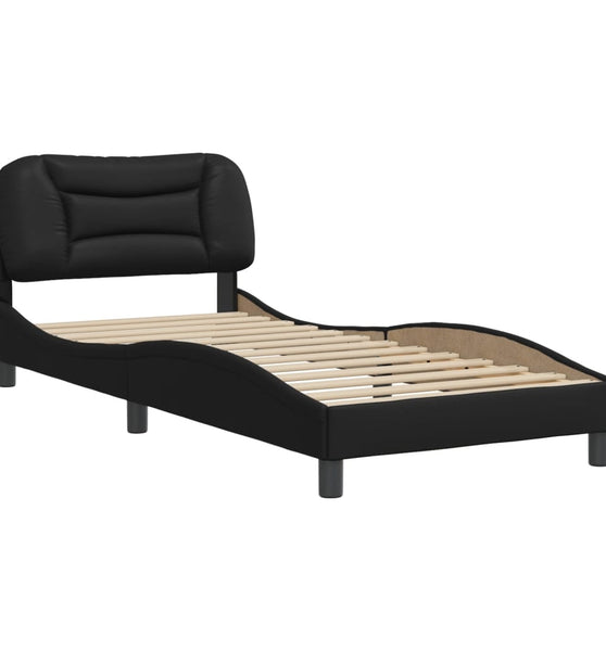 Bettgestell mit Kopfteil Schwarz 80x200 cm Kunstleder