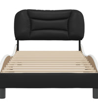 Bettgestell mit Kopfteil Schwarz und Weiß 80x200 cm Kunstleder