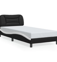 Bettgestell mit Kopfteil Schwarz und Weiß 80x200 cm Kunstleder