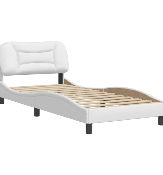 Bettgestell mit Kopfteil Weiß 90x190 cm Kunstleder