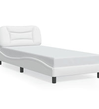 Bettgestell mit Kopfteil Weiß 90x190 cm Kunstleder