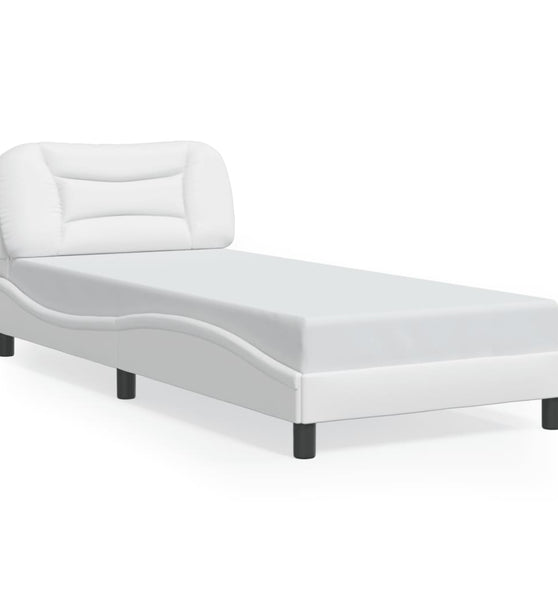Bettgestell mit Kopfteil Weiß 90x190 cm Kunstleder