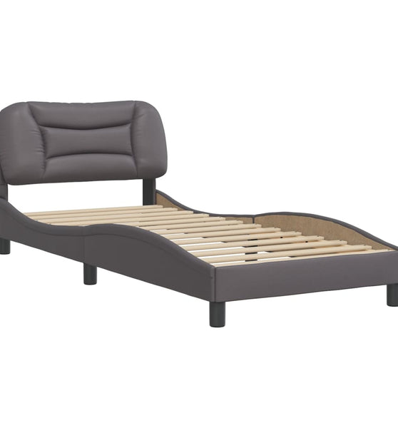 Bettgestell mit Kopfteil Grau 90x190 cm Kunstleder