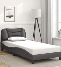 Bettgestell mit Kopfteil Grau 90x190 cm Kunstleder