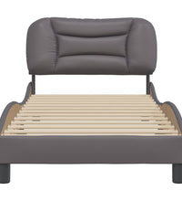 Bettgestell mit Kopfteil Grau 90x190 cm Kunstleder