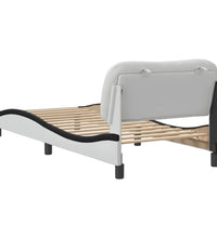 Bettgestell mit Kopfteil Weiß und Schwarz 90x190 cm Kunstleder