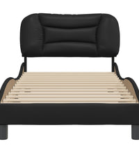 Bettgestell mit Kopfteil Schwarz 90x200 cm Kunstleder