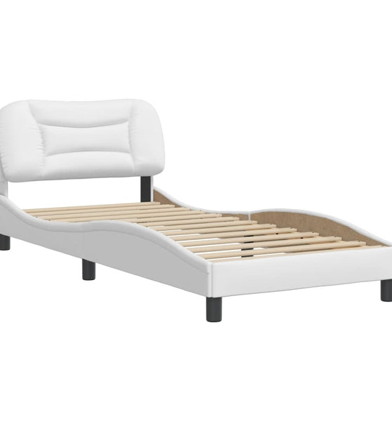 Bettgestell mit Kopfteil Weiß 90x200 cm Kunstleder
