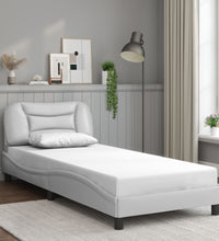 Bettgestell mit Kopfteil Weiß 90x200 cm Kunstleder