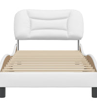 Bettgestell mit Kopfteil Weiß 90x200 cm Kunstleder