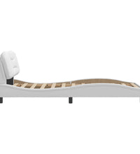 Bettgestell mit Kopfteil Weiß 90x200 cm Kunstleder