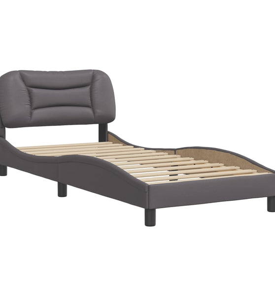 Bettgestell mit Kopfteil Grau 90x200 cm Kunstleder