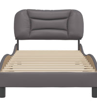 Bettgestell mit Kopfteil Grau 90x200 cm Kunstleder