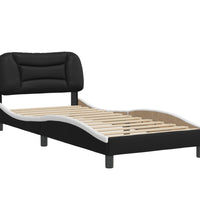 Bettgestell mit Kopfteil Schwarz und Weiß 90x200 cm Kunstleder