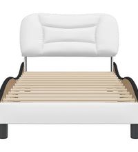 Bettgestell mit Kopfteil Weiß und Schwarz 90x200 cm Kunstleder