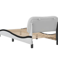 Bettgestell mit Kopfteil Weiß und Schwarz 90x200 cm Kunstleder