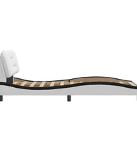 Bettgestell mit Kopfteil Weiß und Schwarz 90x200 cm Kunstleder