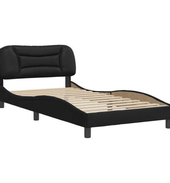 Bettgestell mit Kopfteil Schwarz 100x200 cm Kunstleder