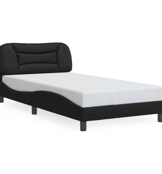 Bettgestell mit Kopfteil Schwarz 100x200 cm Kunstleder