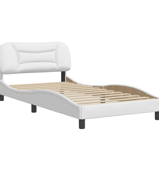 Bettgestell mit Kopfteil Weiß 100x200 cm Kunstleder