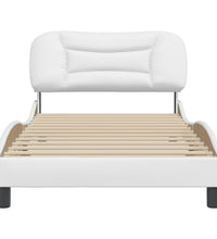 Bettgestell mit Kopfteil Weiß 100x200 cm Kunstleder