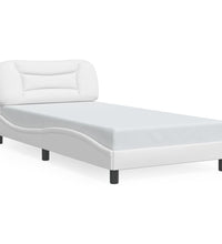 Bettgestell mit Kopfteil Weiß 100x200 cm Kunstleder
