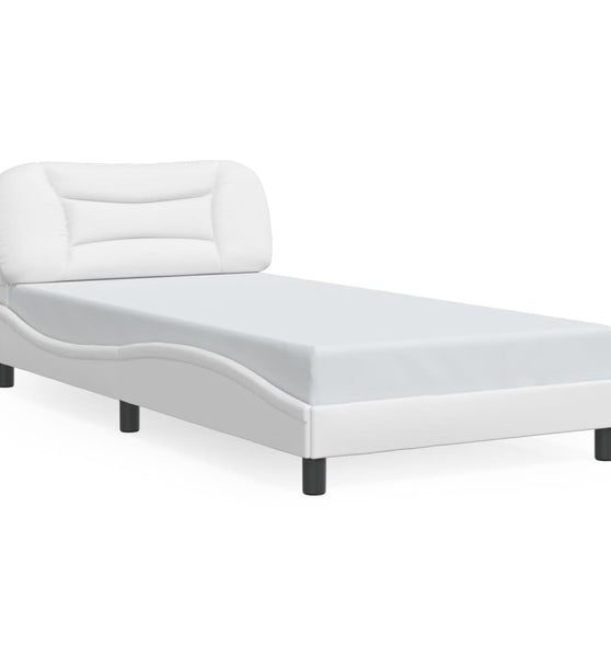 Bettgestell mit Kopfteil Weiß 100x200 cm Kunstleder