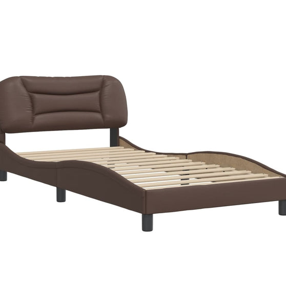 Bettgestell mit Kopfteil Braun 100x200 cm Kunstleder