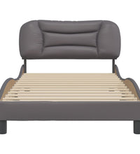 Bettgestell mit Kopfteil Grau 100x200 cm Kunstleder