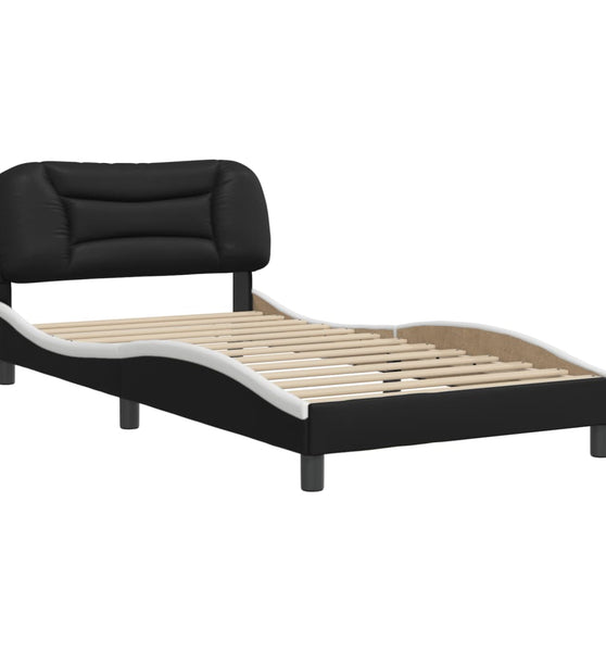 Bettgestell mit Kopfteil Schwarz und Weiß 100x200 cm Kunstleder